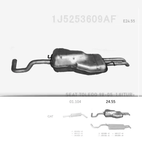 EDEX 24.55 - Kipufogó hátsó dob VW BORA 1.6, 1.8, 2.0 (1996-2007)