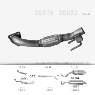   EDEX 24.59 - Kipufogó gyűjtő cső AUDI A3 1.9 D (1989-2010)