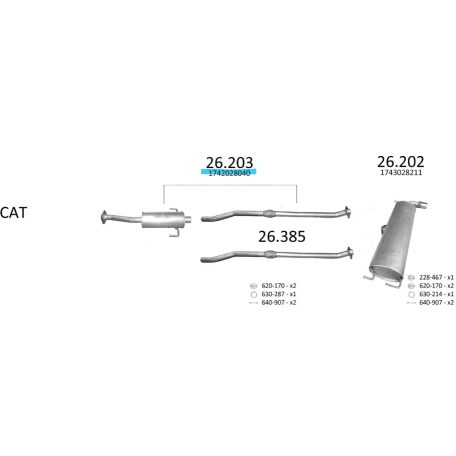 EDEX 26.203 - Toyota RAV 4 kipufogó közép dob
