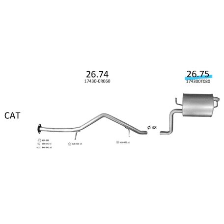 EDEX 26.75 kipufogó hátsó dob - Toyota Avcensis