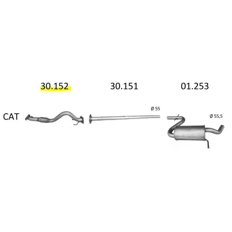 EDEX 30.152 - VW első kipufogó cső