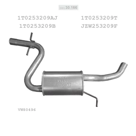 EDEX 30.166 - Kipufogó közép dob VW TOURAN 1.4, 2.0 (2003-2010)