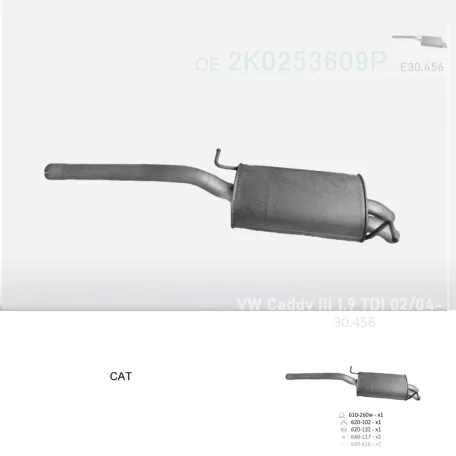 EDEX 30.456 - Kipufogó hátsó dob VW CADDY III 1.9 D (2004-2010)