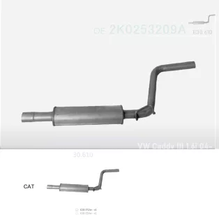 EDEX 30.610 - Kipufogó közép dob VW CADDY III 1.6 (2004-)