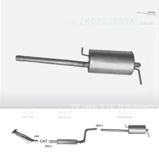   EDEX 30.611 - Kipufogó hátsó dob VW CADDY III 1.6 (2004-2015)