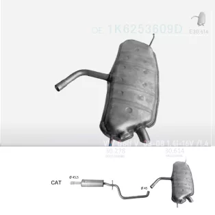   EDEX 30.614 - Kipufogó hátsó dob VW GOLF V 1.4 (2003-2013)