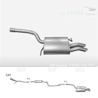   EDEX 30.643 - Kipufogó hátsó dob VW PASSAT 1.9 D, 2.0 D (2005-2012)