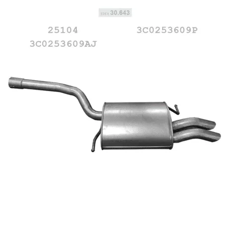 EDEX 30.643 - Kipufogó hátsó dob VW PASSAT 1.9 D, 2.0 D (2005-2012)