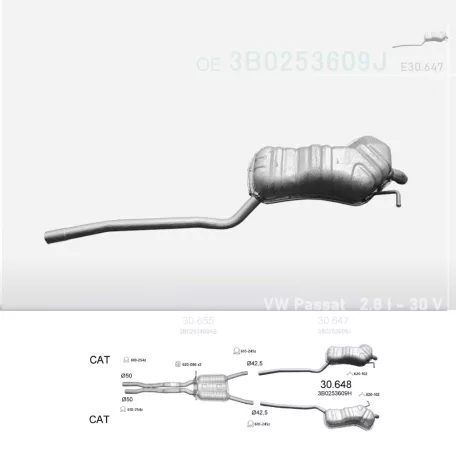 EDEX 30.647 - Kipufogó hátsó dob VW PASSAT 2.8 (1996-2005)