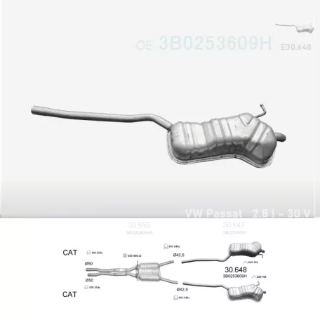 EDEX 30.648 - Kipufogó hátsó dob VW PASSAT 2.8 (1996-2005)