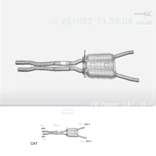   EDEX 30.655 - Kipufogó közép dob VW PASSAT 2.3, 2.8 (1996-2005)