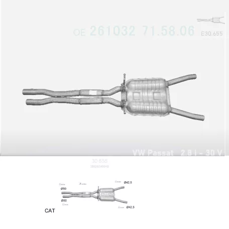 EDEX 30.655 - Kipufogó közép dob VW PASSAT 2.3, 2.8 (1996-2005)