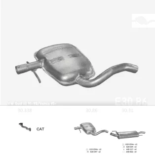  EDEX 30.86 - Kipufogó közép dob VW GOLF III 1.6, 1.9 D, 2.0 (1989-2001)