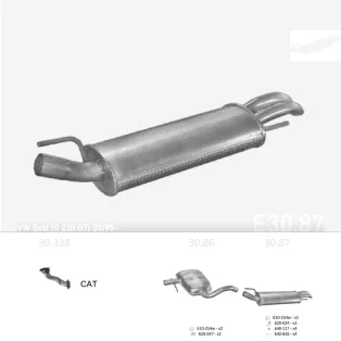   EDEX 30.87 - Kipufogó hátsó dob VW GOLF III 1.6, 1.9 D, 2.0 (1989-2001)