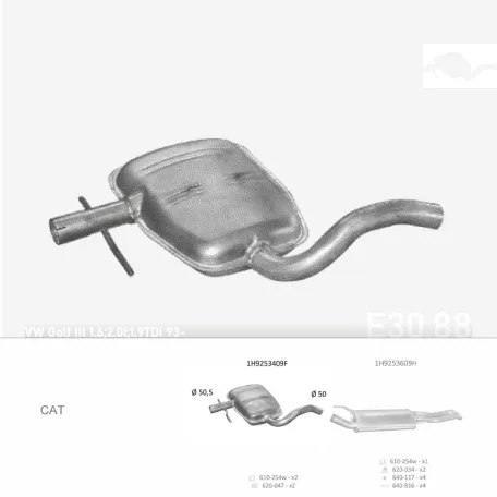 EDEX 30.88 - Kipufogó közép dob VW GOLF III 1.9 D (1994-1999)