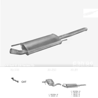   EDEX 30.89 - Kipufogó hátsó dob VW GOLF III 1.6, 1.8, 1.9 D, 2.0 (1993-1999)