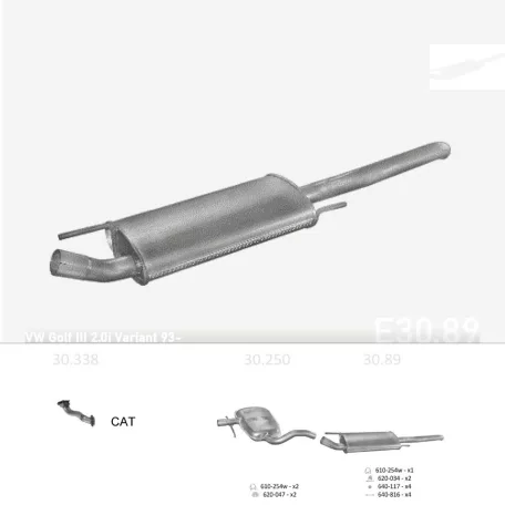 EDEX 30.89 - Kipufogó hátsó dob VW GOLF III 1.6, 1.8, 1.9 D, 2.0 (1993-1999)