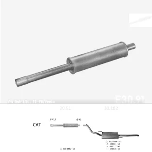   EDEX 30.91 - Kipufogó közép dob VW GOLF III 1.8 (1991-2000)