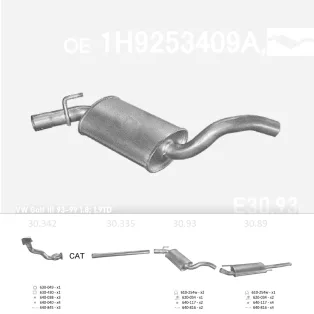   EDEX 30.93 - Kipufogó közép dob VW GOLF III 1.8, 1.9 D (1993-1999)