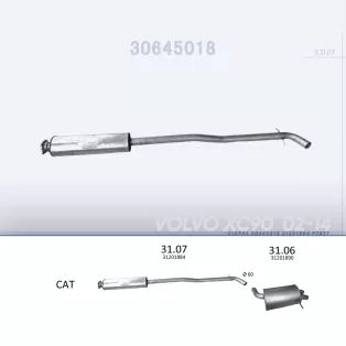   EDEX 31.07 - Kipufogó közép dob VOLVO XC90 2.5, 2.9 (2002-)
