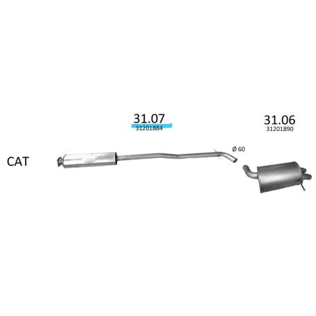 EDEX 31.07 - Volvo XC90 kipufogó közép dob