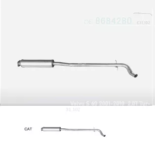  EDEX 31.102 - Kipufogó közép dob VOLVO S60 2.0, 2.3, 2.4, 2.4 D (2001-2010)