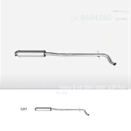 EDEX 31.102 - Kipufogó közép dob VOLVO S60 2.0, 2.3, 2.4, 2.4 D (2001-2010)