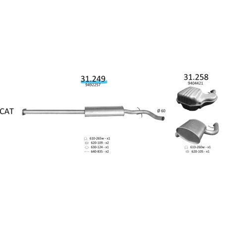 EDEX 31.249 - Volvo S80 kipufogó közép dob