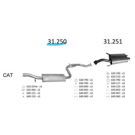 EDEX 31.250 - Volvo S40 / V40 kipufogó közép dob