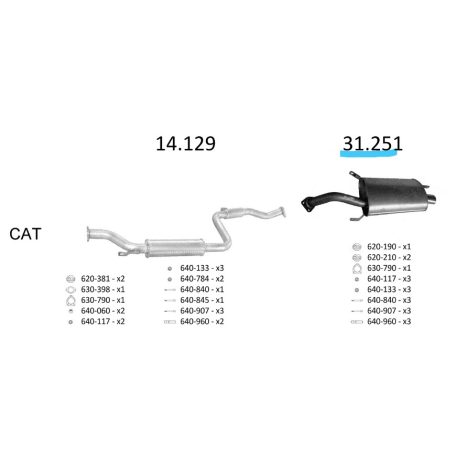 EDEX 31.251 - Volvo S40 / V40 kipufogó hátsó dob