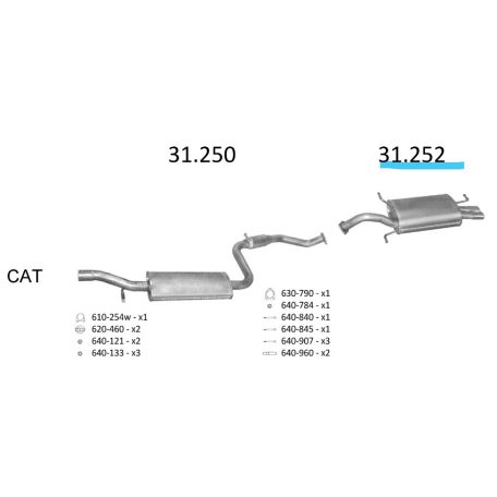 EDEX 31.252 - Volvo S40 / V40 kipufogó hátsó dob