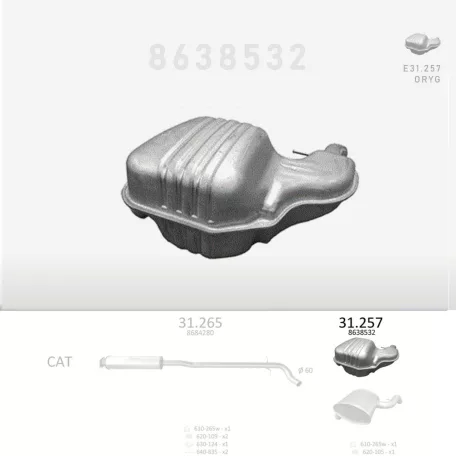 Edex 31.257oryg Volvo V70 II / XC70 kipufogó hátsó dob 