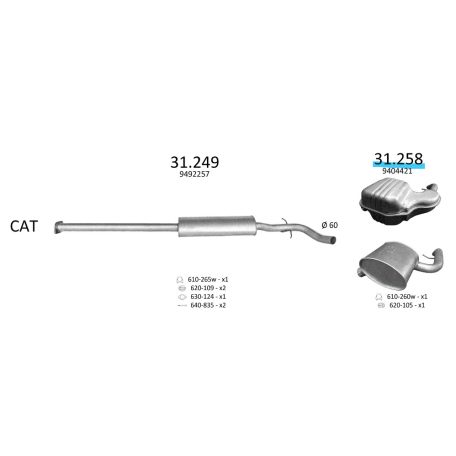 EDEX 31.258 hátsó kipufogó - Volvo S80
