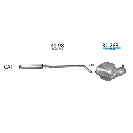 EDEX 31.263 - Volvo S60 / V70 kipufogó hátsó dob