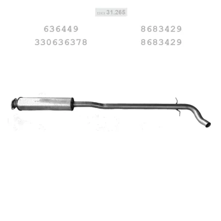 EDEX 31.265 - Kipufogó közép dob VOLVO V70 2.0, 2.3, 2.4, 2.4 D, 2.5 (2000-2007)