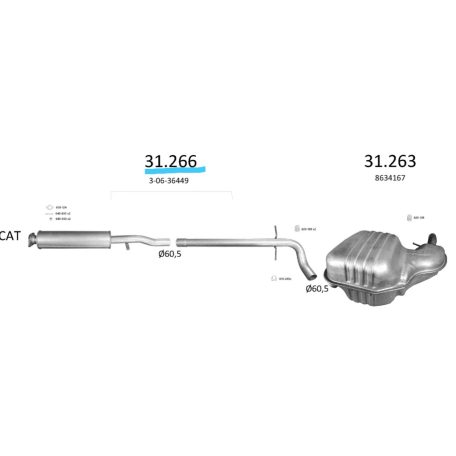 EDEX 31.266 - Volvo V70 2.4 kipufogó közép dob