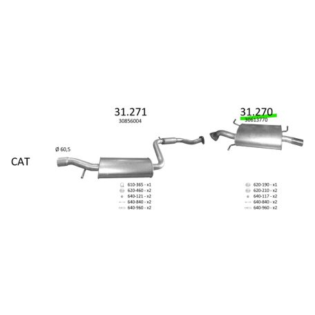 EDEX 31.270 - Volvo S40 / V40 kipufogó hátsó dob
