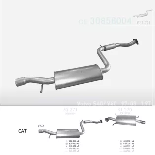  EDEX 31.271 - Kipufogó közép dob VOLVO S40 1.9, 1.9 D, 2.0 (1997-2004)