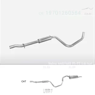   EDEX 31.51 - Kipufogó közép dob VOLVO 440 1.6, 1.7, 1.8 (1988-1997)