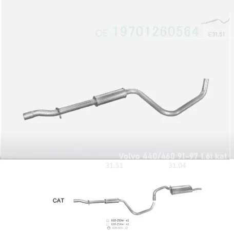 EDEX 31.51 - Kipufogó közép dob VOLVO 440 1.6, 1.7, 1.8 (1988-1997)