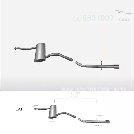 EDEX 31.55 - Kipufogó hátsó dob VOLVO 800 2.0, 2.3, 2.5 D (1993-2005)