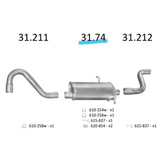 EDEX 31.74 - Volvo 740 / 760 / 940 kipufogó hátsó dob