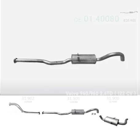 EDEX 31.901 - Kipufogó közép dob VOLVO 740 2.4 D (1986-1997)