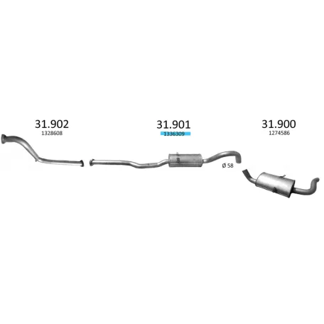 EDEX 31.901 - Kipufogó közép dob VOLVO 740 2.4 D (1986-1997)
