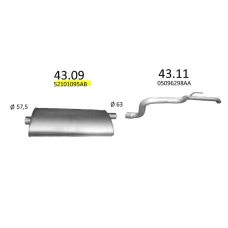 EDEX 43.09 - Jeep Grand Cherokee kipufogó közép dob