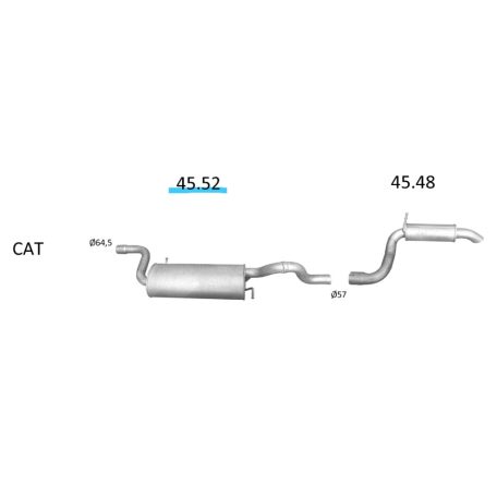 EDEX 45.52 - Chrysler / Dodge kipufogó közép dob