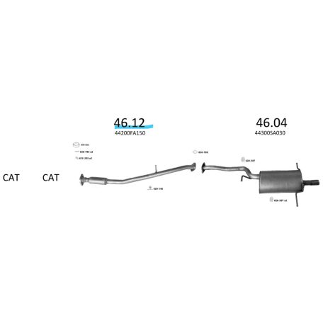 EDEX 46.12 Subaru Impreza/Forester kipufogó közép dob