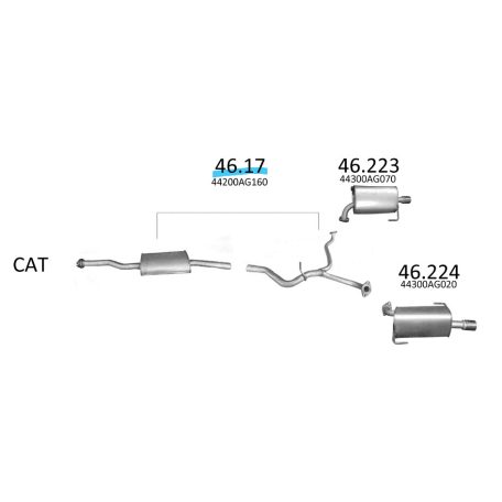 EDEX 46.17 Subaru Legacy/Outback kipufogó közép dob