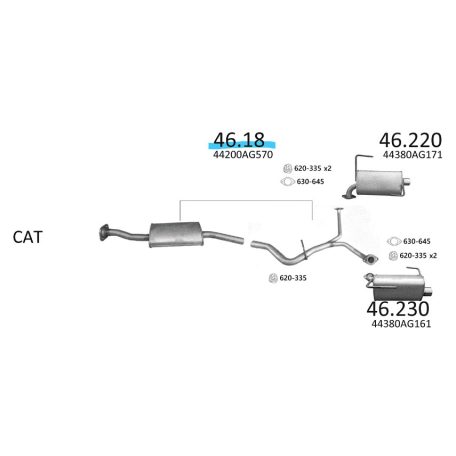 EDEX 46.18 Subaru Forester/Legacy/Outback kipufogó közép dob