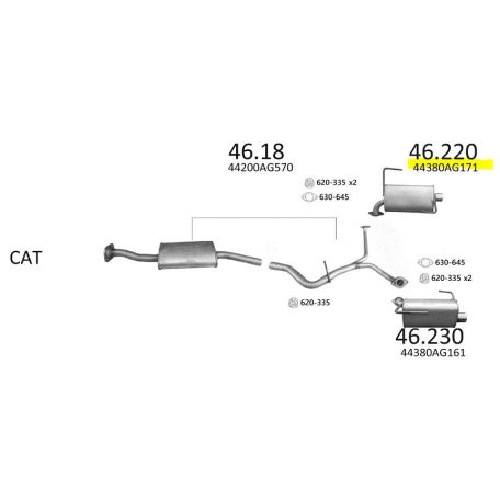EDEX 46.220 - Subaru Forester/Legacy/Outback kipufogó hátsó dob